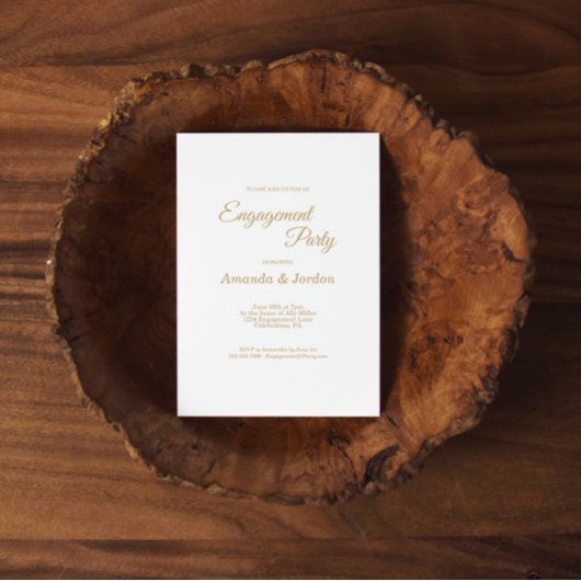 Eenvoudige Gold Calligraphy Engagement Party Kaart