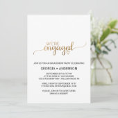 Eenvoudige Gold Calligraphy Engagement Party Kaart (Staand voorkant)