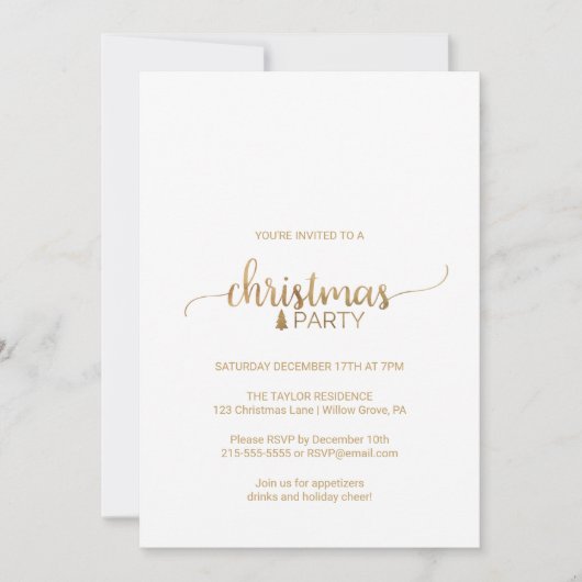 Eenvoudige Gold Calligraphy-kerstfeest Kaart (Voorkant)