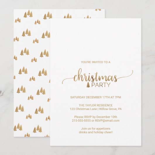 Eenvoudige Gold Calligraphy-kerstfeest Kaart (Voorkant / Achterkant)