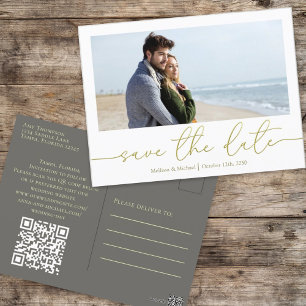 Eenvoudige Gold Calligraphy Moderne Photo QR Code Briefkaart