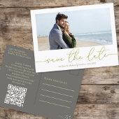 Eenvoudige Gold Calligraphy Moderne Photo QR Code Briefkaart