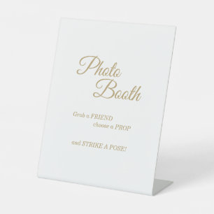 Eenvoudige Gold Calligraphy Photo Booth Reclamebord Met Voetstuk