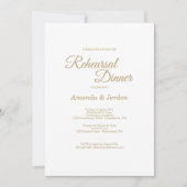 Eenvoudige Gold Calligraphy Rehearings Dinner Kaart (Voorkant)