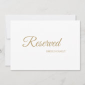 Eenvoudige Gold Calligraphy Reserved Sign (Voorkant)