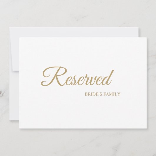 Eenvoudige Gold Calligraphy Reserved Sign (Voorkant)