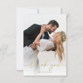 Eenvoudige Gold Calligraphy Script Minimal Photo Bedankkaart (Voorkant)