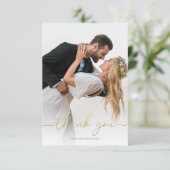 Eenvoudige Gold Calligraphy Script Minimal Photo Bedankkaart (Staand voorkant)