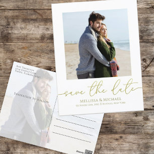 Eenvoudige Gold Calligraphy Script Moderne Two Pho Briefkaart