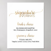 Eenvoudige Gold Calligraphy Signature Drink Sign Poster (Voorkant)