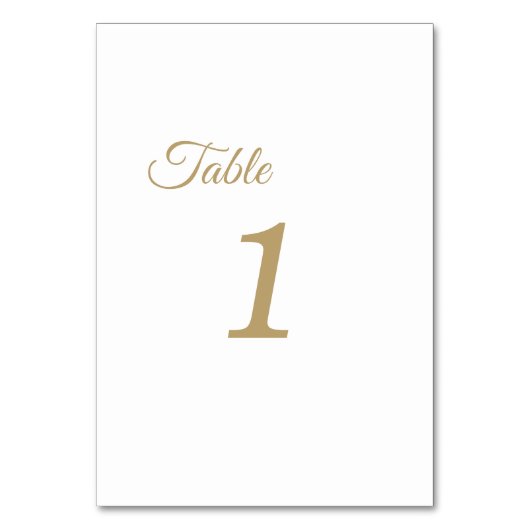 Eenvoudige Gold Calligraphy Table Numbers Sign Kaart (Achterkant)