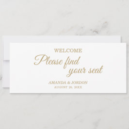 Eenvoudige Gold Calligraphy Wedding Seat Chart Hea