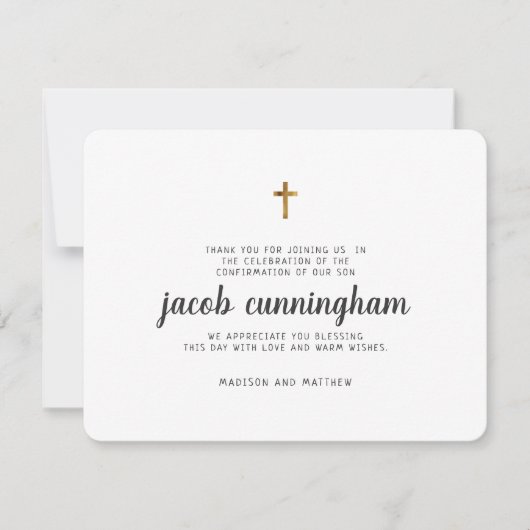 Eenvoudige Gold Cross-bevestiging Bedankt voor je  (Voorkant)