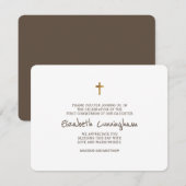 Eenvoudige Gold Cross First Communitykaart Harteli Bedankkaart (Voorkant / Achterkant)