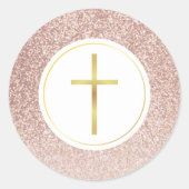 Eenvoudige Gold Cross Roos Gold Glitter Ronde Sticker (Voorkant)