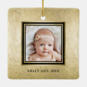 Eenvoudige Gold Eerste Kerstdag Grootouders 2 Foto Keramisch Ornament (Achterkant)
