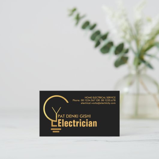 Eenvoudige Gold Electricia Bulb Visitekaartje (Staand voorkant)