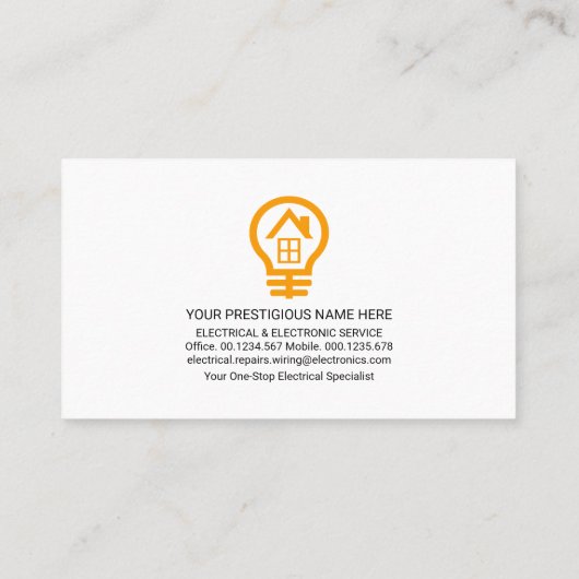 Eenvoudige Gold Electricia Bulb Visitekaartje (Achterkant)