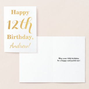Eenvoudige Gold Foil 12e verjaardag + aangepaste n Folie Kaarten