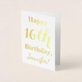 Eenvoudige Gold Foil 16e verjaardag + aangepaste n Folie Kaarten (Voorkant)