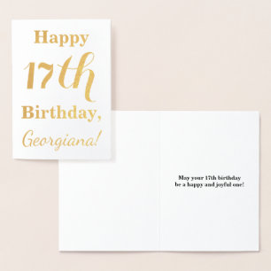 Eenvoudige Gold Foil 17e verjaardag + aangepaste n Folie Kaarten