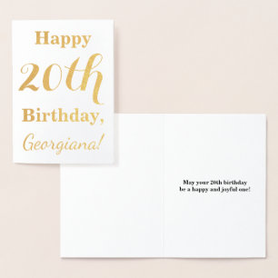 Eenvoudige Gold Foil 20th Birthday + aangepaste na Folie Kaarten