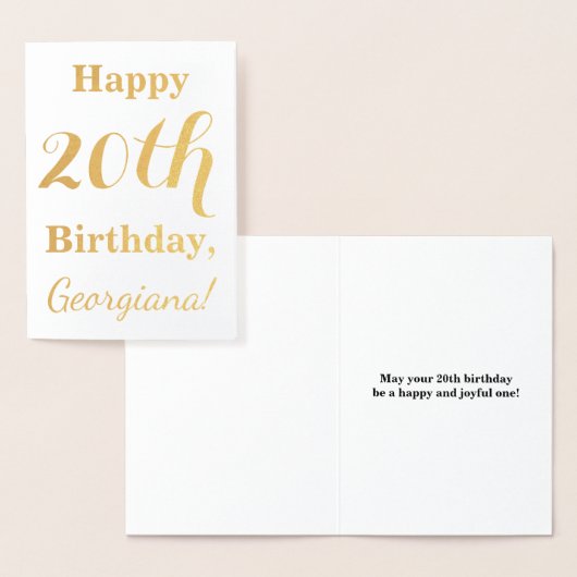 Eenvoudige Gold Foil 20th Birthday + aangepaste na Folie Kaarten (Display)