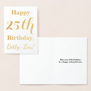 Eenvoudige Gold Foil 25th Birthday + aangepaste na Folie Kaarten