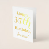 Eenvoudige Gold Foil 35th Birthday + aangepaste na Folie Kaarten (Voorkant)