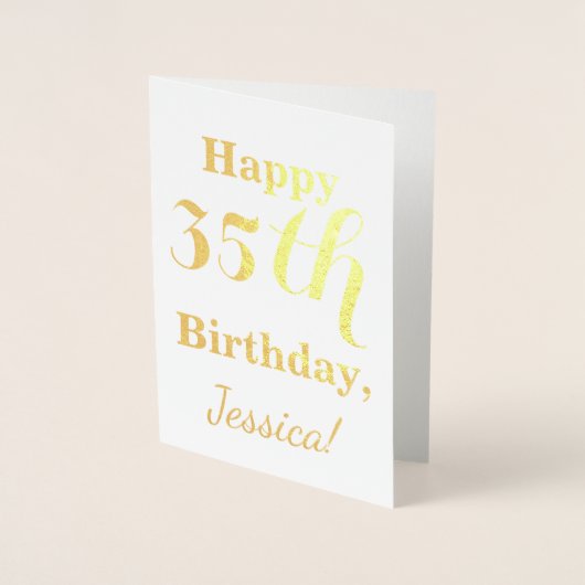 Eenvoudige Gold Foil 35th Birthday + aangepaste na Folie Kaarten (Voorkant)