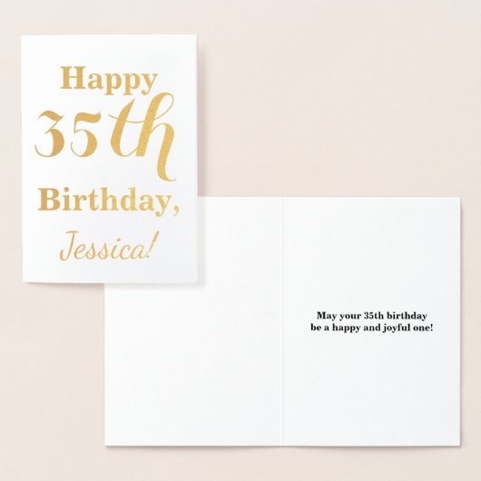 Eenvoudige Gold Foil 35th Birthday + aangepaste na Folie Kaarten (Display)