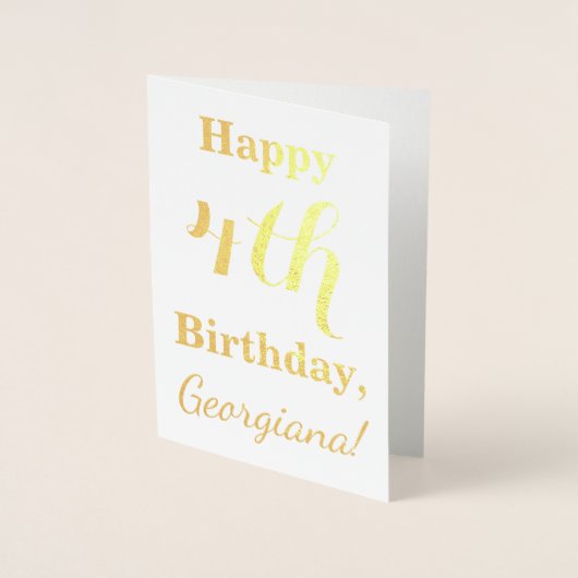 Eenvoudige Gold Foil 4e verjaardag + aangepaste na Folie Kaarten (Voorkant)