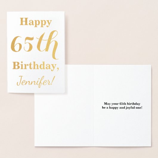 Eenvoudige Gold Foil 65th Birthday + aangepaste na Folie Kaarten (Display)