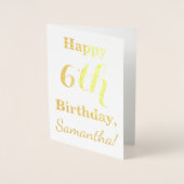 Eenvoudige Gold Foil 6th Birthday + aangepaste naa Folie Kaarten (Voorkant)