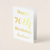 Eenvoudige Gold Foil 70th Birthday + aangepaste na Folie Kaarten (Voorkant)