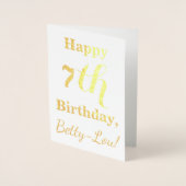 Eenvoudige Gold Foil 7th Birthday + aangepaste naa Folie Kaarten (Voorkant)