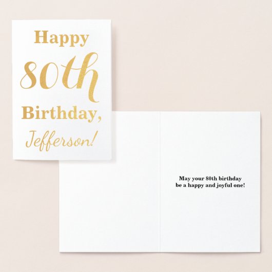 Eenvoudige Gold Foil 80th Birthday + aangepaste na Folie Kaarten (Display)