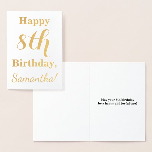 Eenvoudige Gold Foil 8th Birthday + aangepaste naa Folie Kaarten (Display)