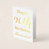 Eenvoudige Gold Foil 90th Birthday + aangepaste na Folie Kaarten (Voorkant)