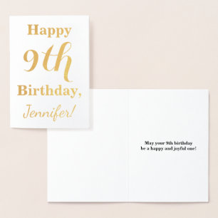 Eenvoudige Gold Foil 9th Birthday + aangepaste naa Folie Kaarten