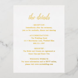Eenvoudige Gold Foil legant Weddenschap Enclosure  Folie Uitnodiging Briefkaart