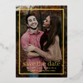 Eenvoudige Gold-foto Save the Date Folie Uitnodiging (Voorkant)