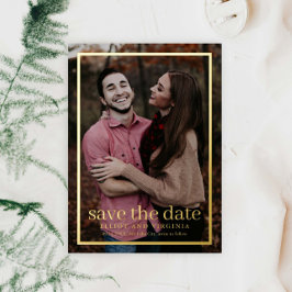 Eenvoudige Gold-foto Save the Date Folie Uitnodiging