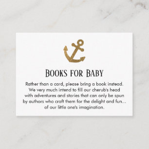 Eenvoudige Gold Glitter Anchor Book Request-kaarte Informatiekaartje