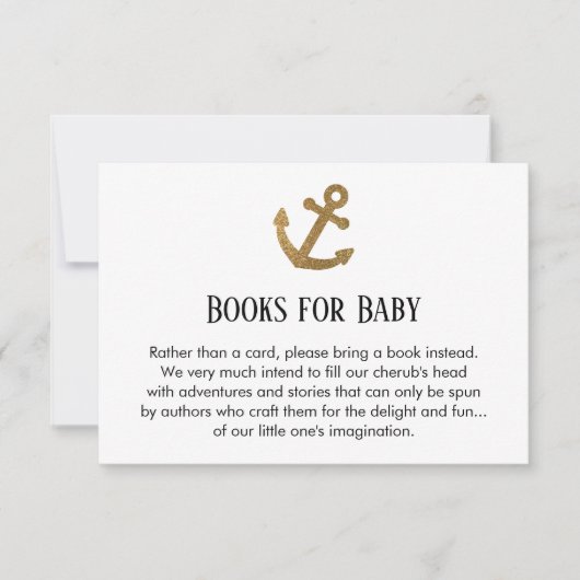 Eenvoudige Gold Glitter Anchor Book Request-kaarte Kaart (Voorkant)