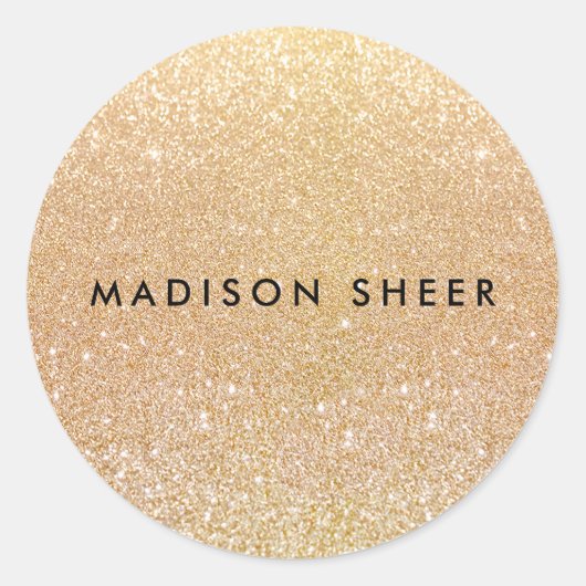 Eenvoudige Gold Glitter Ronde Sticker (Voorkant)