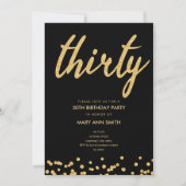 Eenvoudige Gold Glitter Type 30th Birthday Party Kaart (Voorkant)