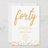 Eenvoudige Gold Glitter Type 40e verjaardag Kaart (Voorkant)