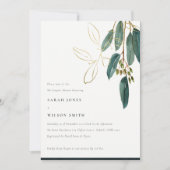 Eenvoudige Gold Green Eucalyptus Foliage Couple Sh Kaart (Voorkant)