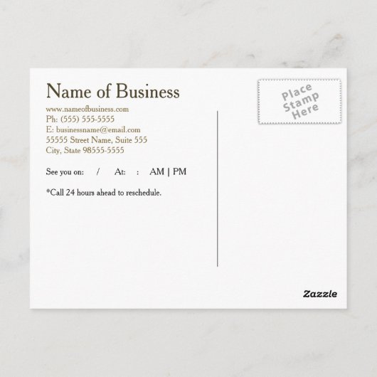 Eenvoudige Gold Grunge Modern Appointherinnering Briefkaart (Achterkant)